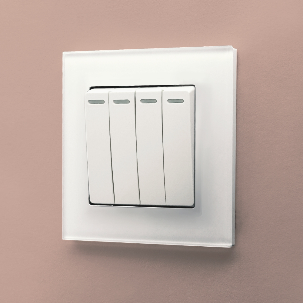 Crystal PG 4 Gang Rocker Light Switch White RetroTouch Light